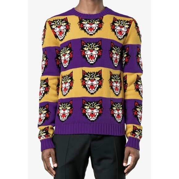 NWT Gucci Unisex cat sweater soft wool men’s Large XL Extra Large 100% authentic - Picture 3 of 16